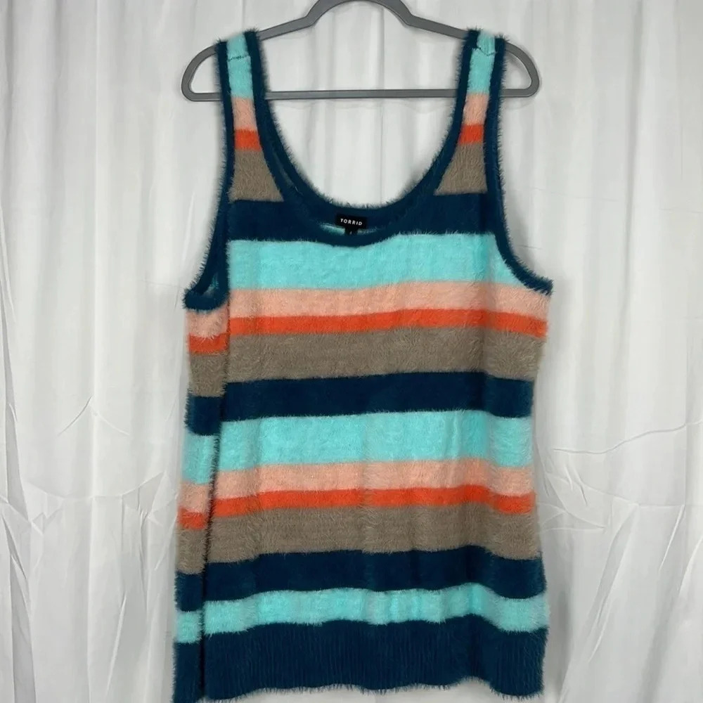 Torrid Multi Color Pullover Cami Fuzzy Cozy Sweater Size 4X‎